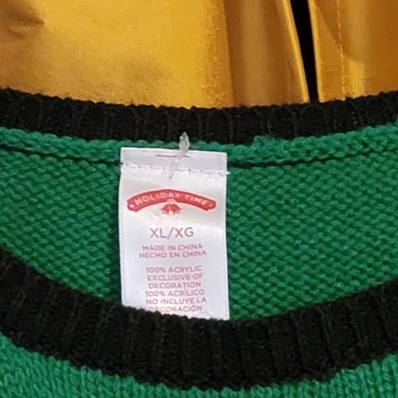 Santa Sequin Sleigh Christmas Sweater Green Holiday Time XL - Picture 8 of 8